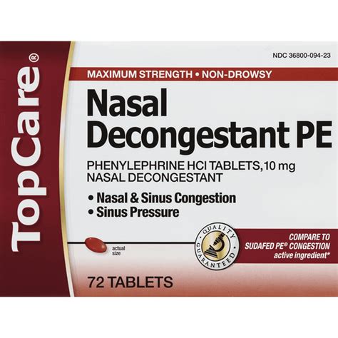 Topcare Nasal Decongestant Maximum Strength 10 Mg Tablets 72 Ct Delivery Or Pickup Near Me