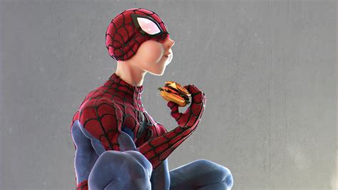 2048x1152 Spider Man Eating Burger 2048x1152 Resolution HD 4k ...