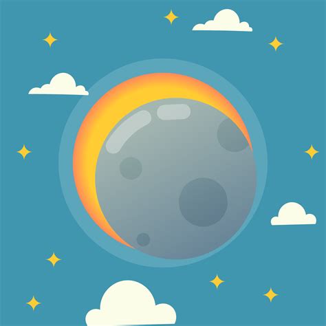 Solar Eclipse illustration in flat cartoon style. Banner for kids ...