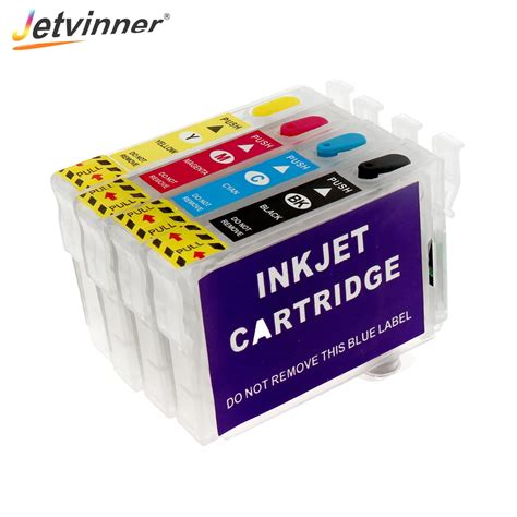 Jetvinner Cartucho De Tinta Recargable Para Epson T1281 4 Colores Chips