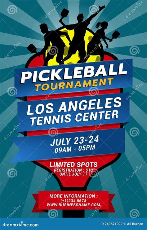 Pickleball Tournament Flyer Template For Competition Events Training