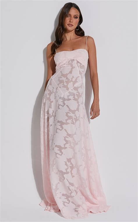 Lily Maxi Dress Sheer Jacquard Maxi Dress In Pink Showpo Usa