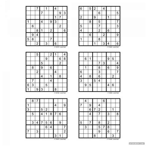 Hard Sudoku Printable 6 Per Page Printabler Sudoku Printable