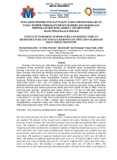 Pengaruh Temperatur Dan Waktu Tahan Proses Perlakuan Panas Temper