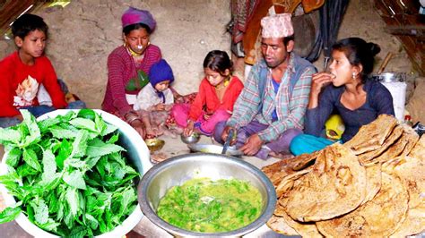 Dharme Brother Wife Cook Nettles Curry Bread Rural Nepal YouTube