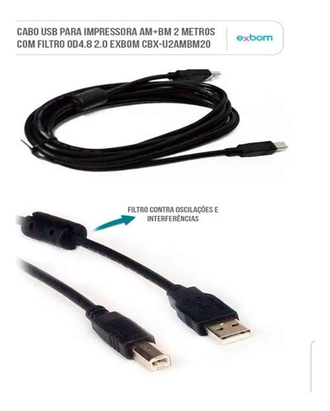 Cabo Impressora 2m Usb 2 0 Am X Bm Oletech Mercado Livre