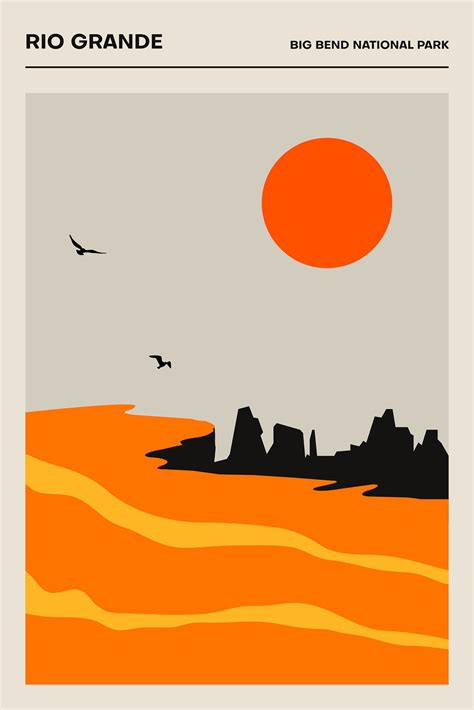 The Rio Grande Big Bend National Park Poster Minimalist Etsy Rio