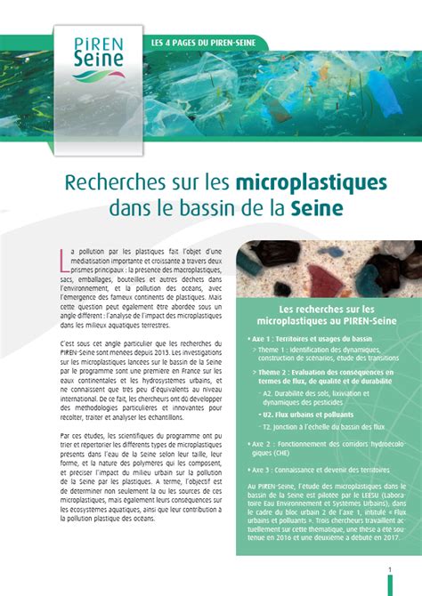 Recherches Sur Les Microplastiques Du Bassin De La Seine Piren Seine