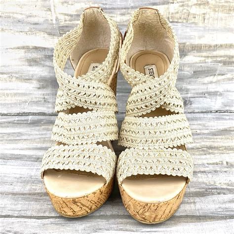 Steve Madden Crochet Platform Cork Wedge Elston Natur Gem