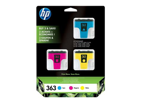 HP 363 3 Pack Cyan Magenta Yellow Original Ink Cartridges HP Store UK