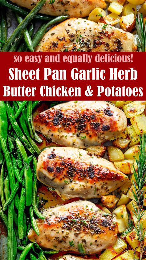 Sheet Pan Garlic Herb Butter Chicken Potatoes Recipe In Pan