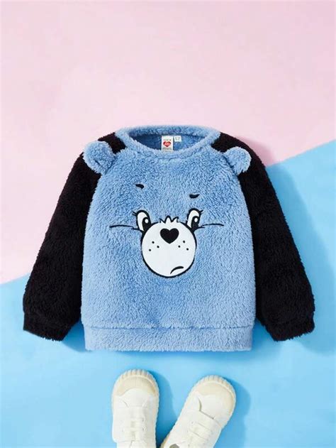 SHEIN X Care Bears Chico Joven Sudadera Con Bordado De Dibujos Animados