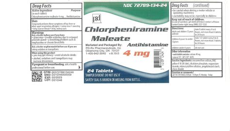 Dailymed Chlorpheniramine Maleate 4 Mg Chlorpheniramine Maleate Tablet