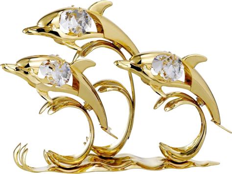 Gold N Gem Dolphin Triple 24k Gold Plated T Studded With Swarovski