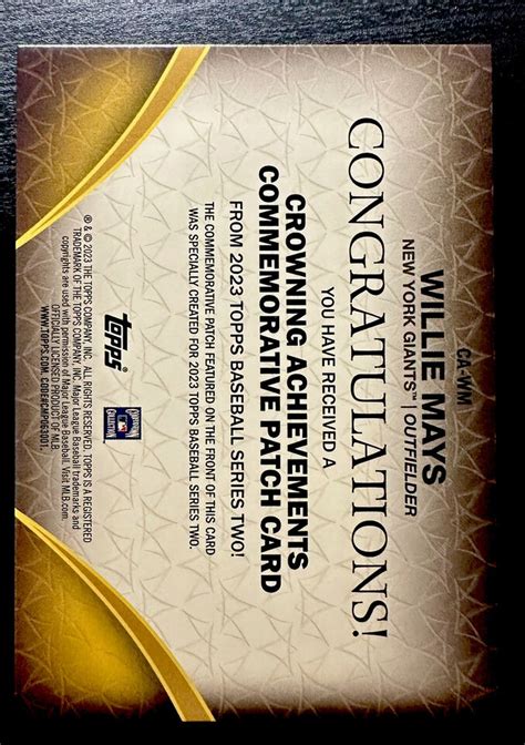 2023 Topps Series 2 WILLIE MAYS Crowning Achievements Commemorative