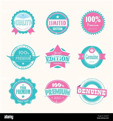 Collection Of Premium Quality And Guarantee Labels Retro Vintage Style