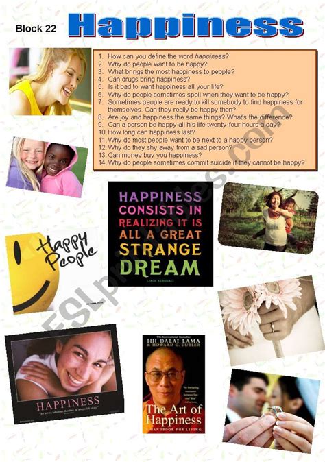 Happiness Esl Worksheet By Liveu