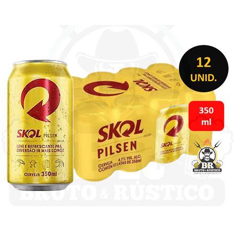 Kit 12 Cervejas Skol Pilsen Lata 350ml Bruto Rustico Shopee Brasil