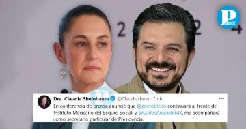 Zoé Robledo seguirá al frente del IMSS anuncia Sheinbaum