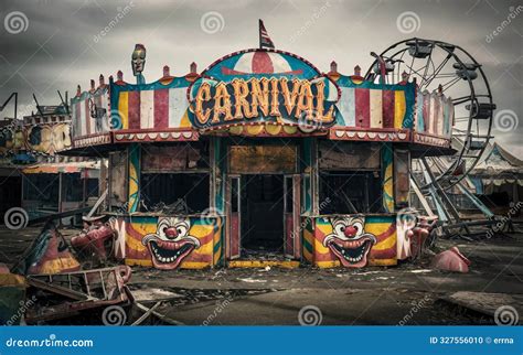 Ai Generated A Spooky Abandoned Carnival With Creepy Clowns And