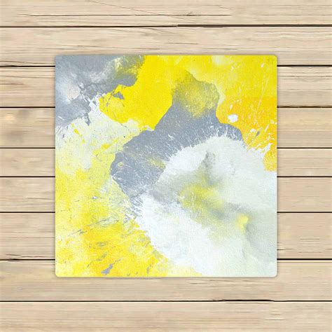 Pkqwtm Grey And Yellow Abstract Art Painting Microfiber Bath Towels