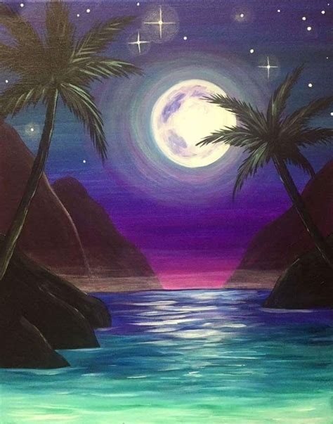 Acrylic Painting Moonlight Easy Night Scenery Drawing Painting