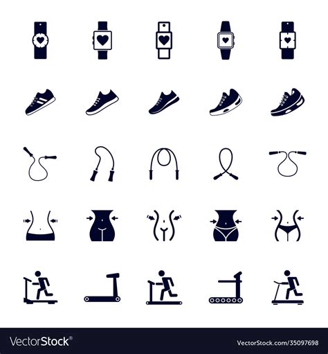 Set fitness equipment icon concept creative Vector Image