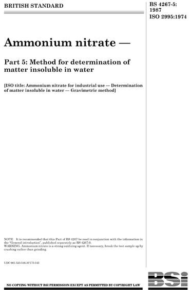 BS 4267 5 1987 Ammonium Nitrate Method For Determination Of Matter