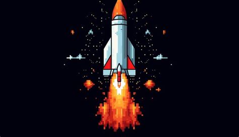 Premium Photo | Pixel style rocket