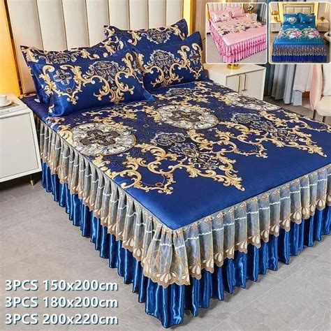 Cl Ssico Lace Bed Sheet Set Folha De Cama Dupla Saia De Cama M Quina