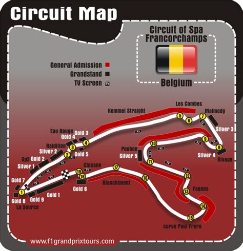 2019 Belgian F1 Grand Prix Grandstands And Circuit Map F1 Grand Prix Tours