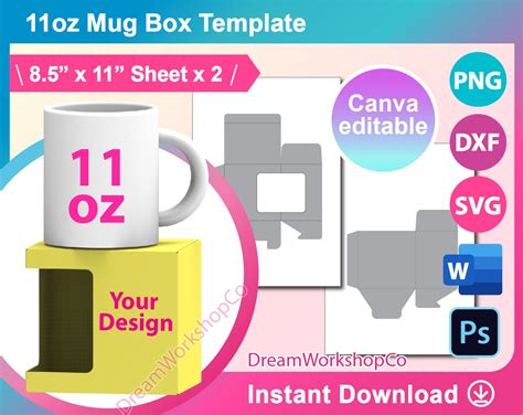 11oz Mug Box Template Svg Etsy