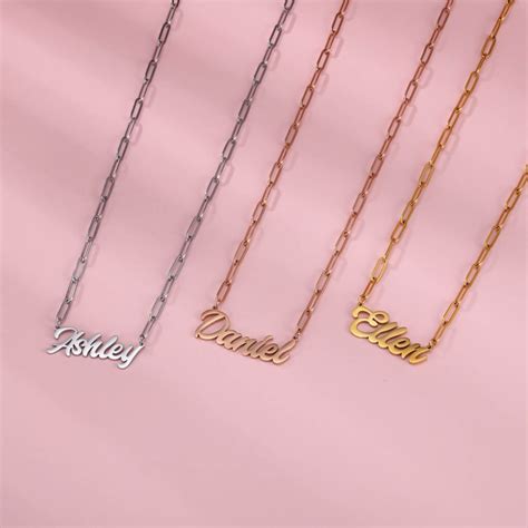 Paperclip Name Necklace Gold Silver FARUZO