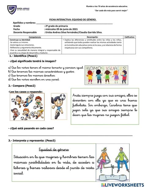 Equidad de género worksheet