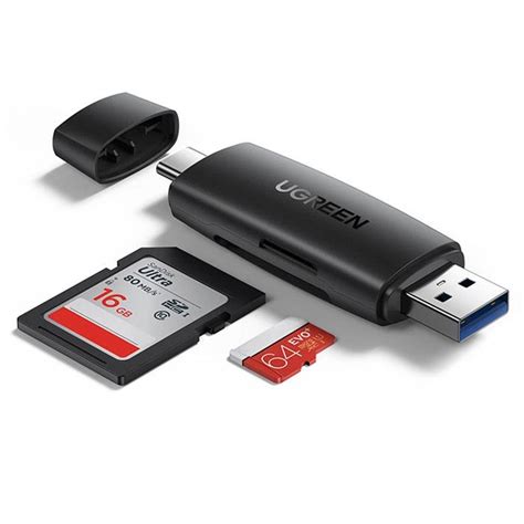 Ugreen Adapter Czytnik Kart Sd Micro Sd Usb A Usb C Czarny Cm