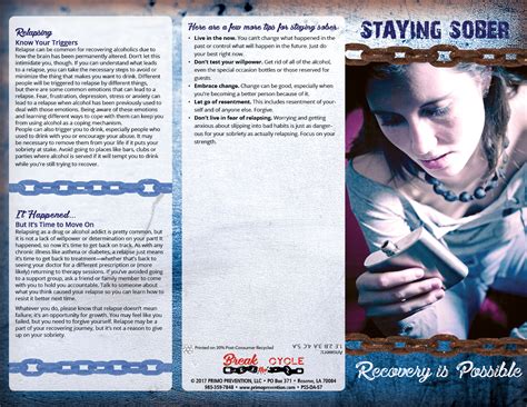 Staying Sober Recovery Is Possible Pamphlet Primo Prevention