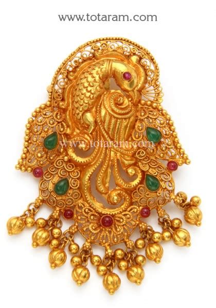 22k Gold Peacock Pendant Temple Jewellery Gp2595