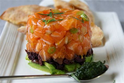 Salmon Tartare With Avocado Olives And Tarragon Strawberryplum