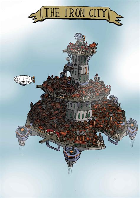 Art Floating Steampunk City The Iron City Rdnd