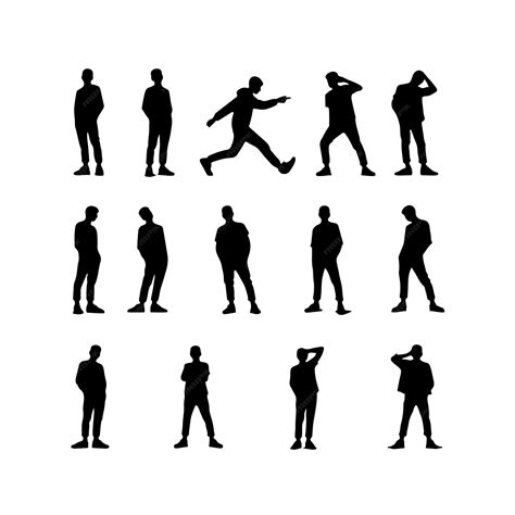 Premium Vector Silhouettes Of A Man Standing In Different Poses