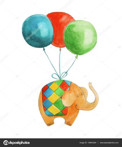 Elephant Flying With Balloons Stock Illustration By Wegener