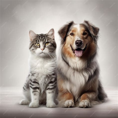 Premium Photo A Dog And A Cat Are Sitting Next To Each Other