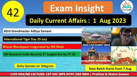 Daily Current Affairs 01 August 2023 BY AKASH SIR CET SSC IBPS SBI