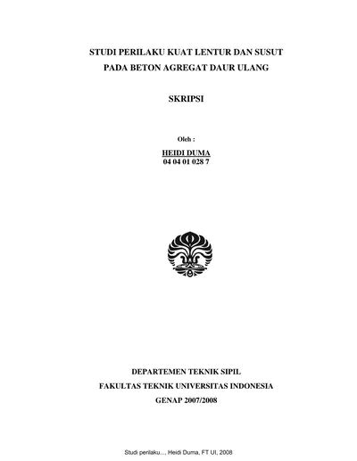 STUDI PERILAKU KUAT LENTUR DAN SUSUT PADA BETON AGREGAT DAUR ULANG SKRIPSI