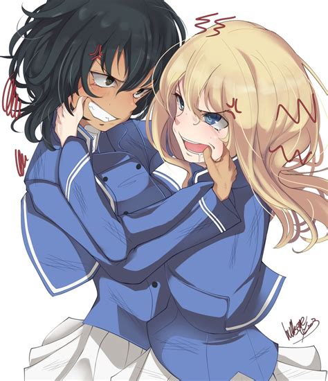 Andou And Oshida Girls Und Panzer Drawn By Momendoufu Danbooru