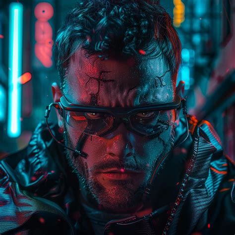 Dark And Gritty Cyberpunk Hacker Premium Ai Generated Image