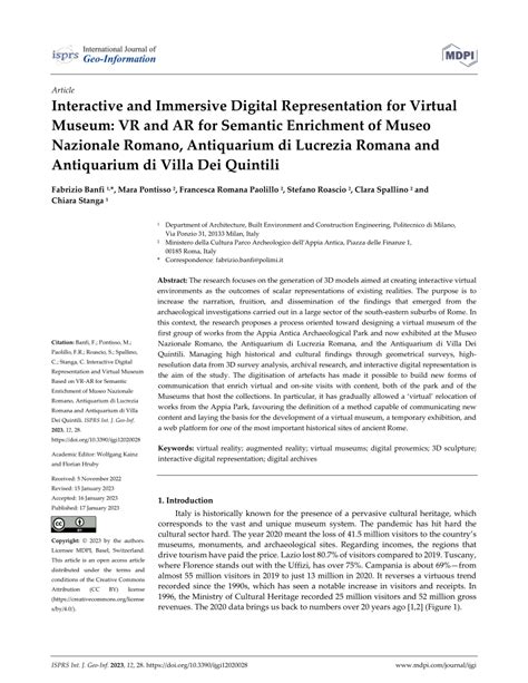 PDF Interactive And Immersive Digital Representation For Virtual