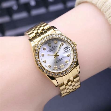 Jual Cod Jam Tangan Wanita Rolex Datejust Diamond Rantai Watch Free Box