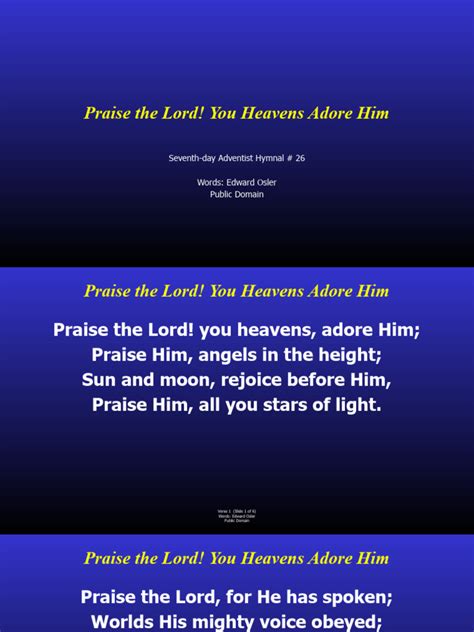 26 Praise The Lord You Heavens Adore Him Pdf