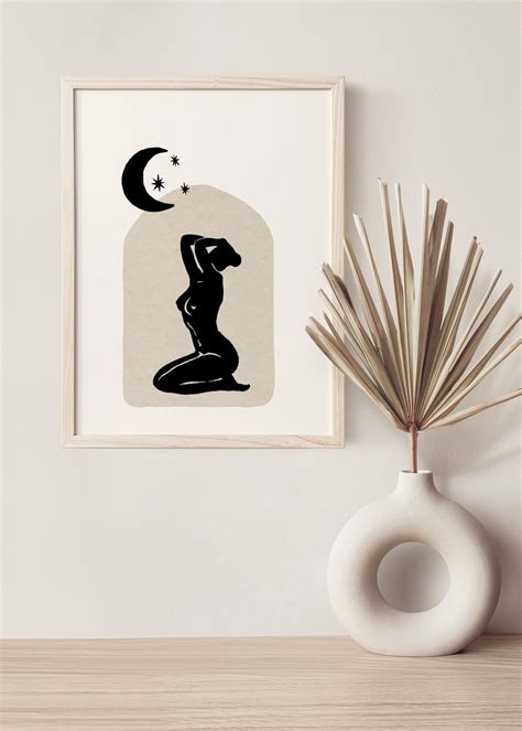 Celestial Moon Goddess Art Print Neutral Tones Printable Wall - Etsy